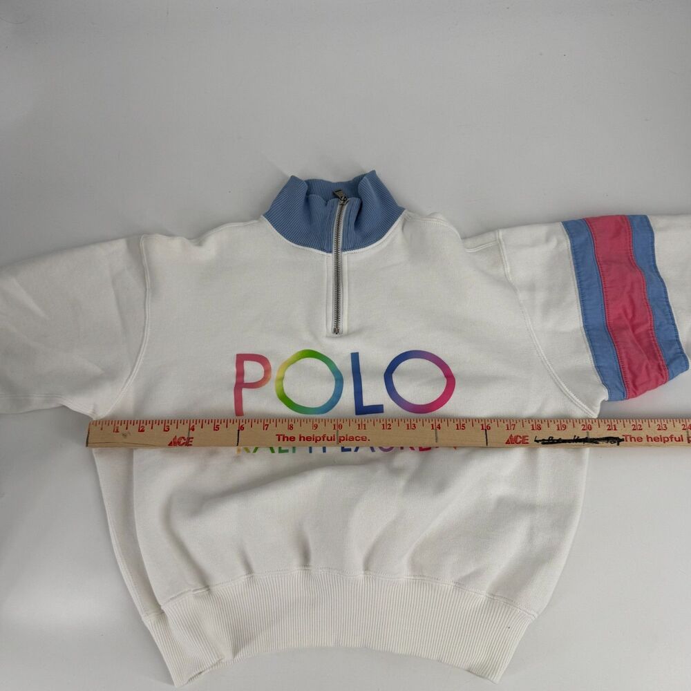 Polo Ralph Lauren Ombre Logo Fleece 1/4 Zip Pullover Sweatshirt Women Size S - Picture 10 of 12